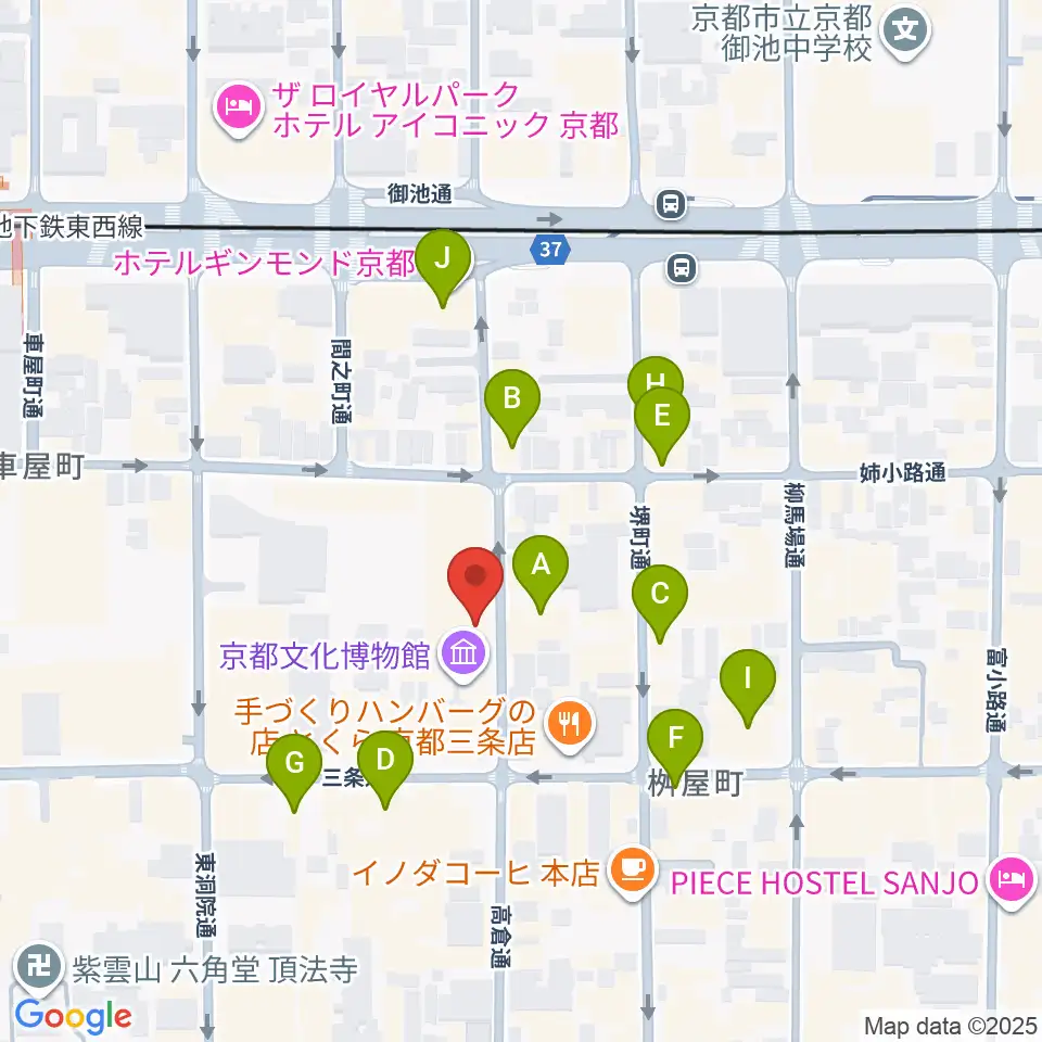 京都府京都文化博物館周辺のホテル一覧地図