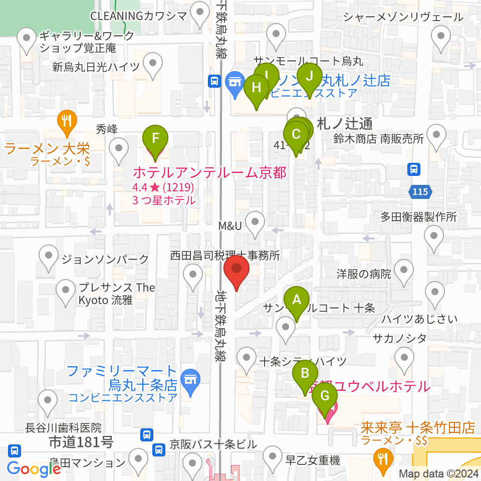 マザーシップスタジオ周辺のホテル一覧地図