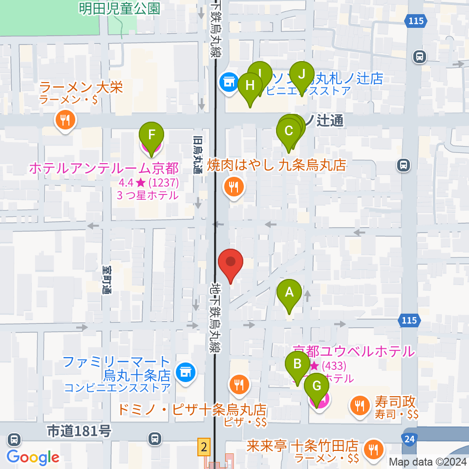 マザーシップスタジオ周辺のホテル一覧地図