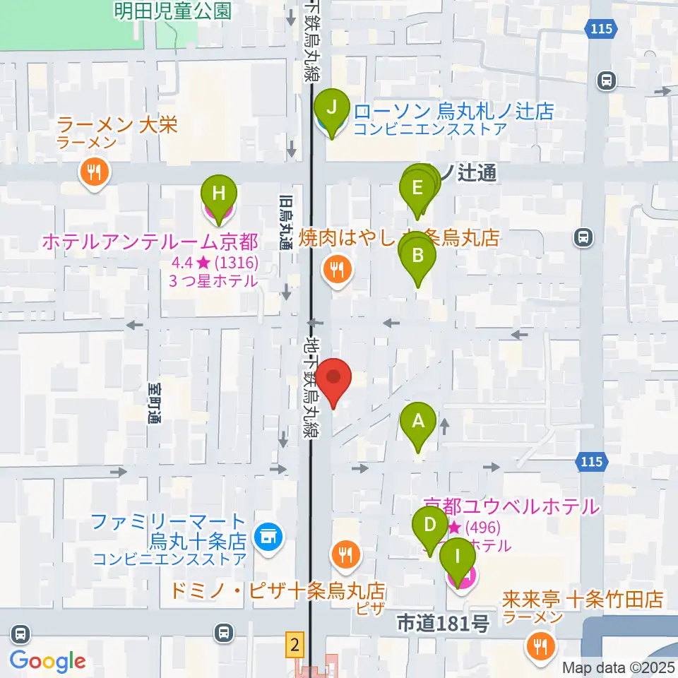 マザーシップスタジオ周辺のホテル一覧地図