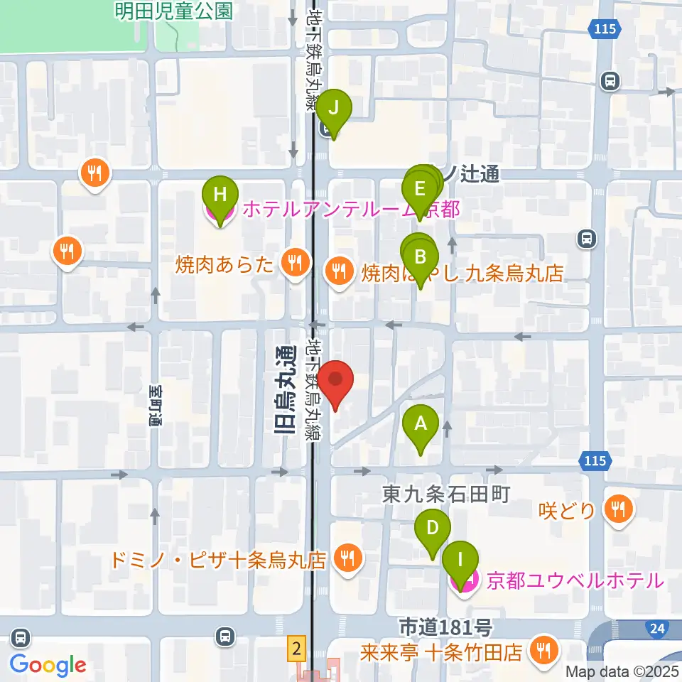 マザーシップスタジオ周辺のホテル一覧地図