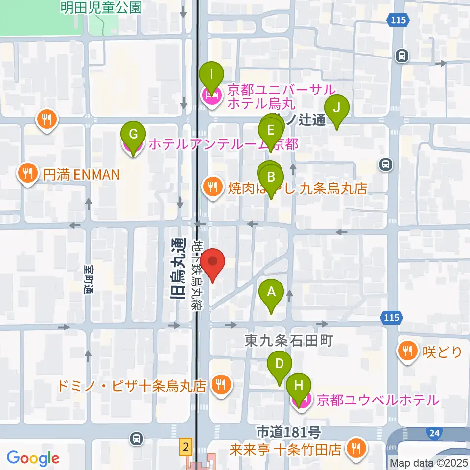 マザーシップスタジオ周辺のホテル一覧地図