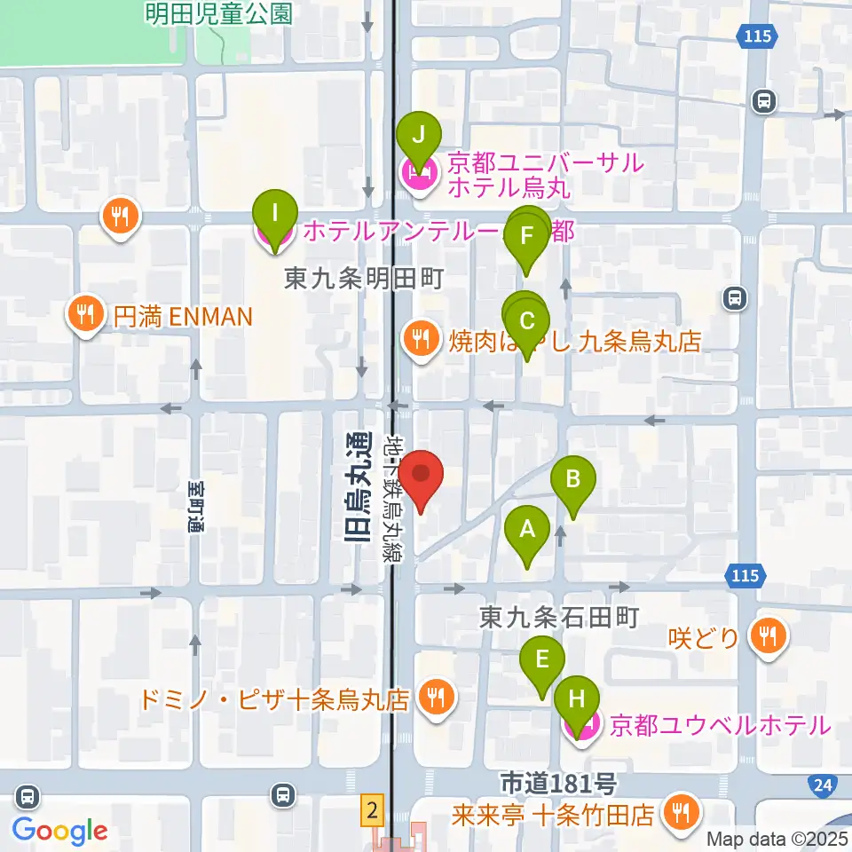 マザーシップスタジオ周辺のホテル一覧地図