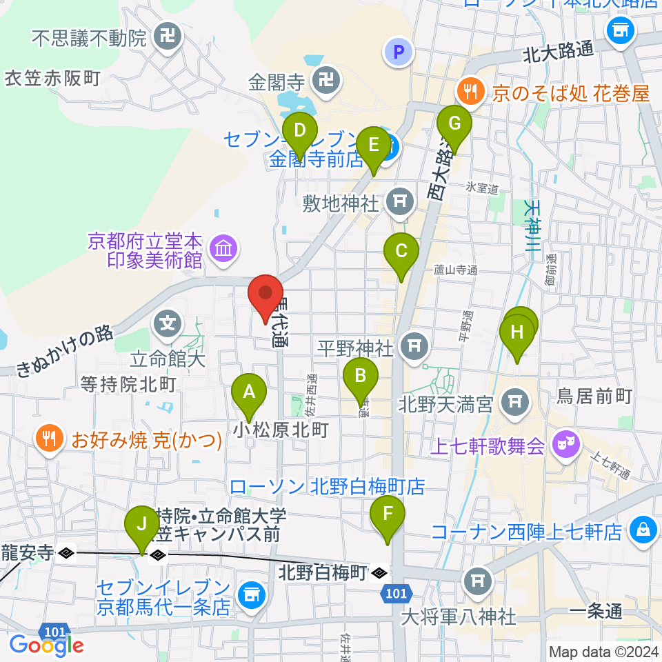 立命館大学国際平和ミュージアム周辺のホテル一覧地図