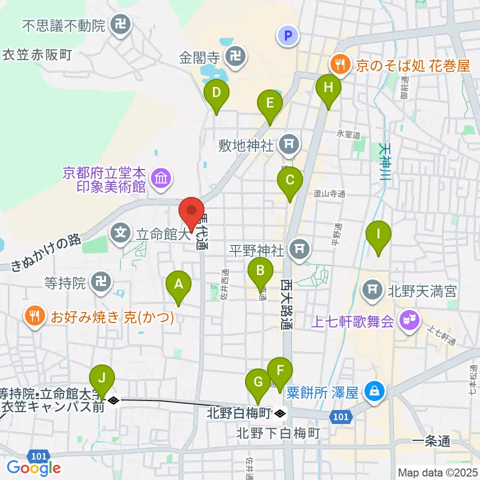 立命館大学国際平和ミュージアム周辺のホテル一覧地図