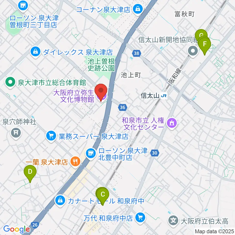 大阪府立弥生文化博物館周辺のホテル一覧地図