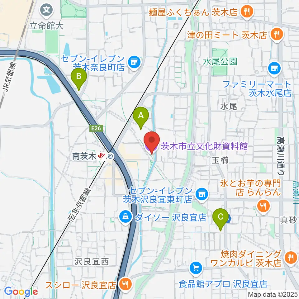 茨木市立文化財資料館周辺のホテル一覧地図