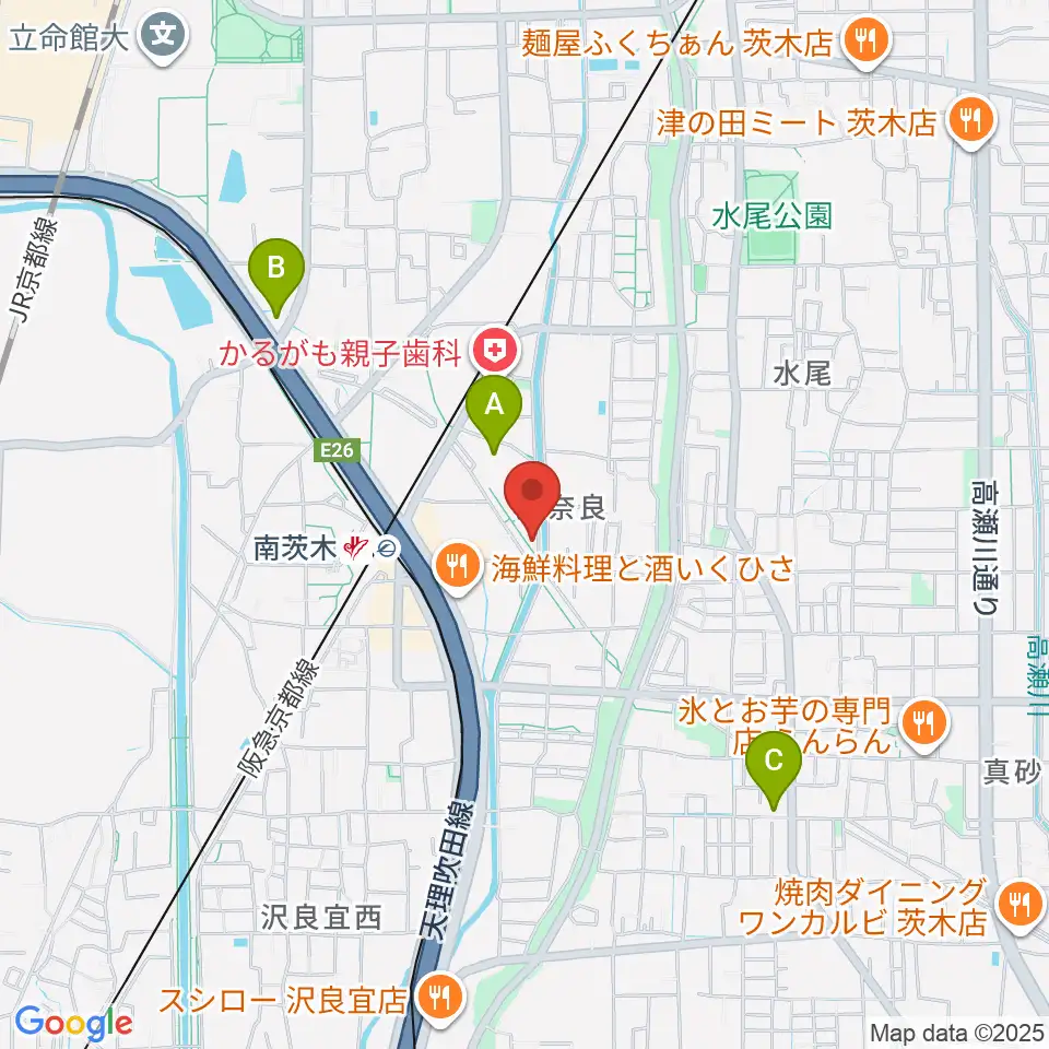 茨木市立文化財資料館周辺のホテル一覧地図