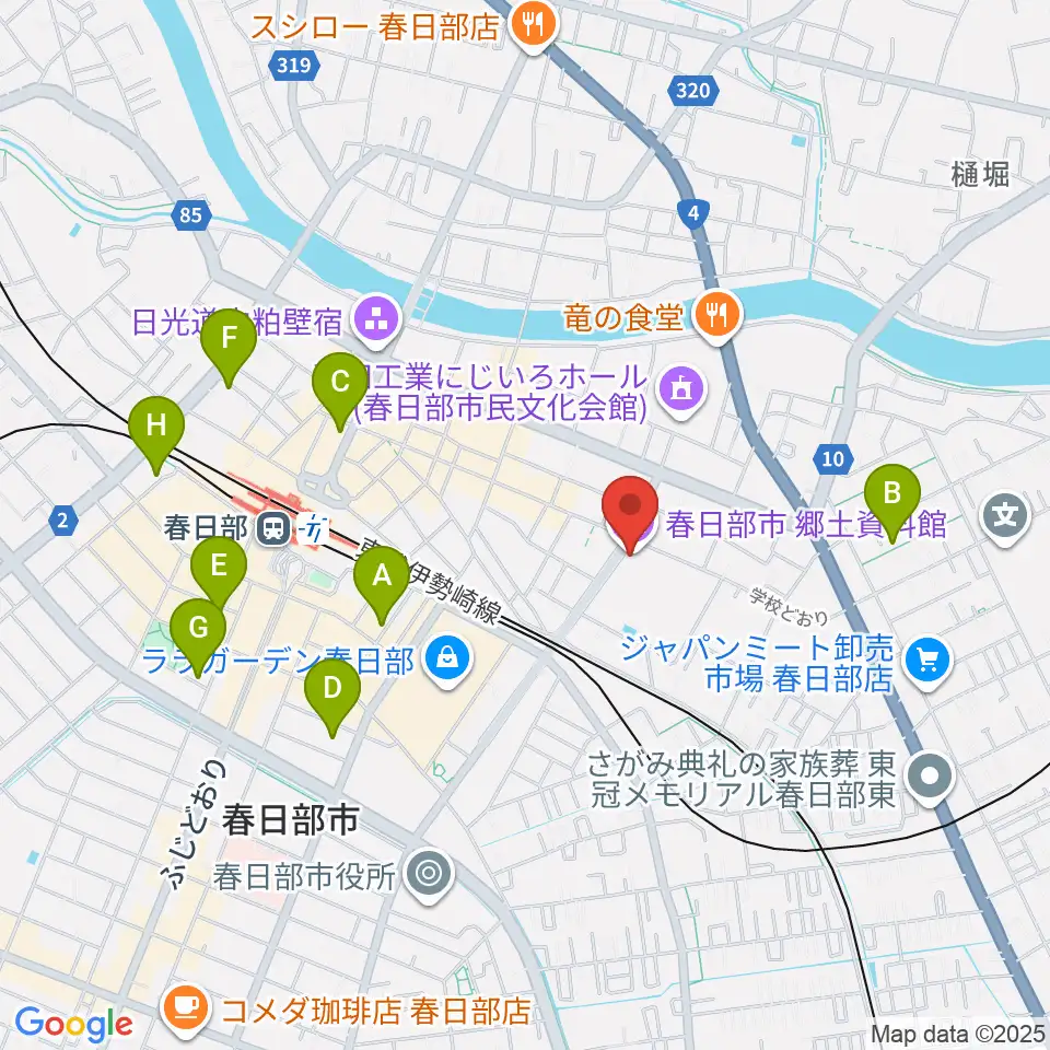 春日部市郷土資料館周辺のホテル一覧地図