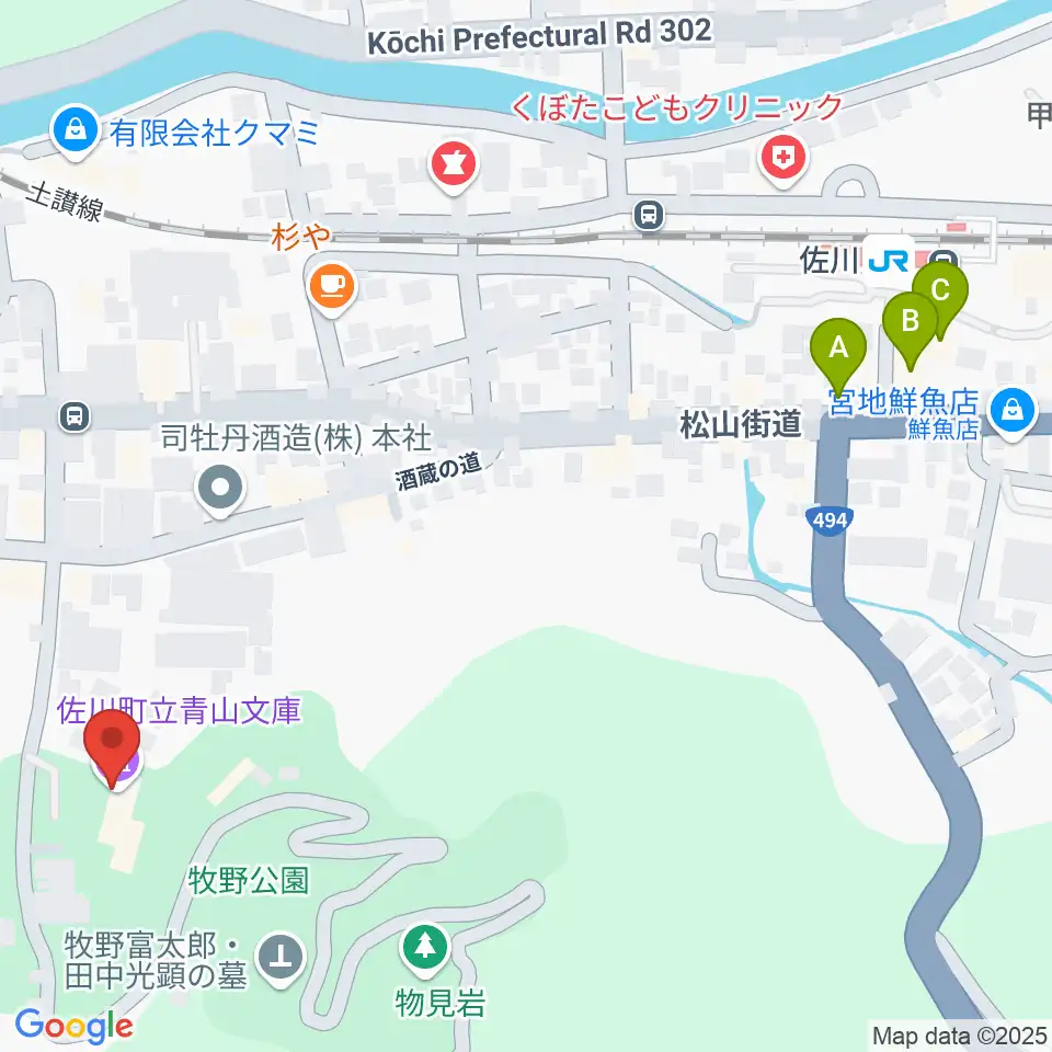 佐川町立青山文庫周辺のホテル一覧地図