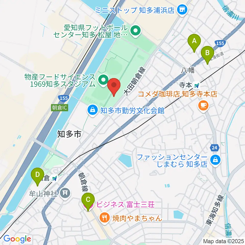 知多市歴史民俗博物館周辺のホテル一覧地図