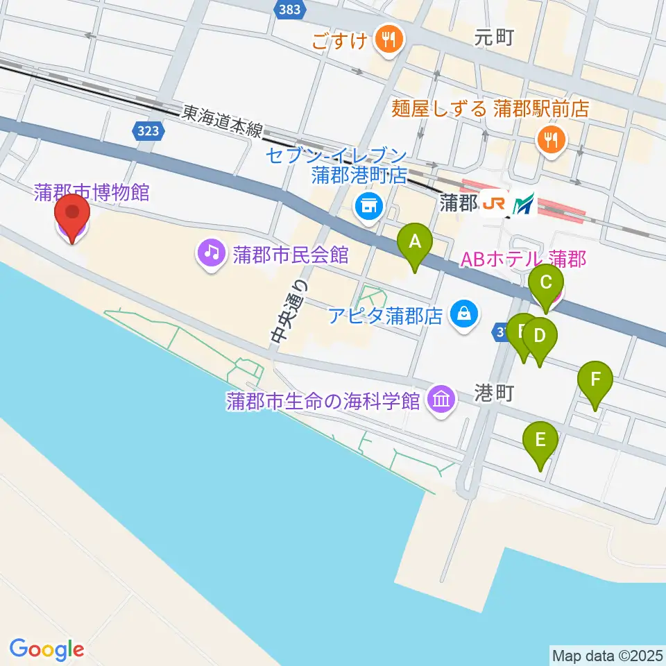 蒲郡市博物館周辺のホテル一覧地図