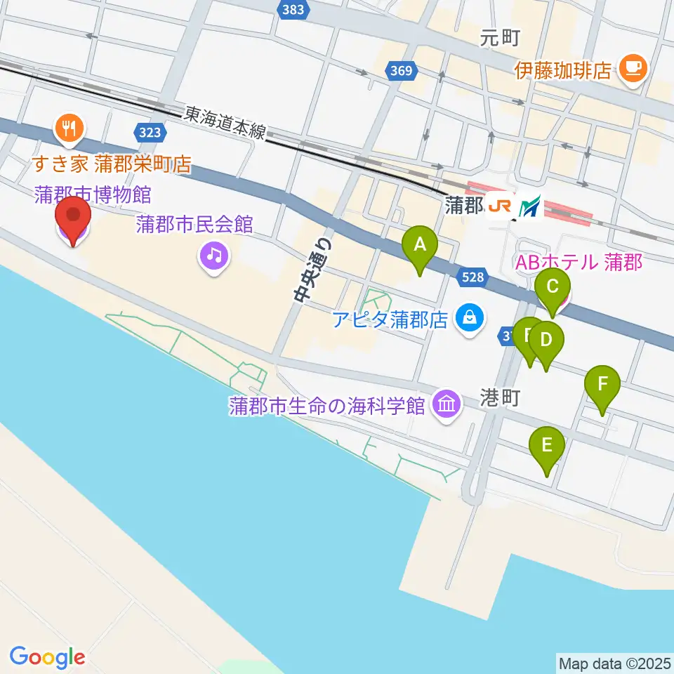 蒲郡市博物館周辺のホテル一覧地図