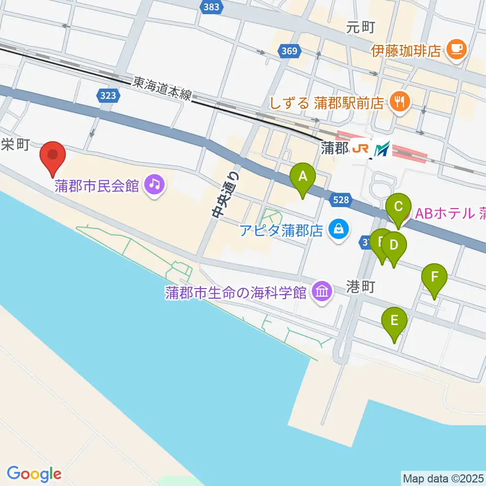 蒲郡市博物館周辺のホテル一覧地図