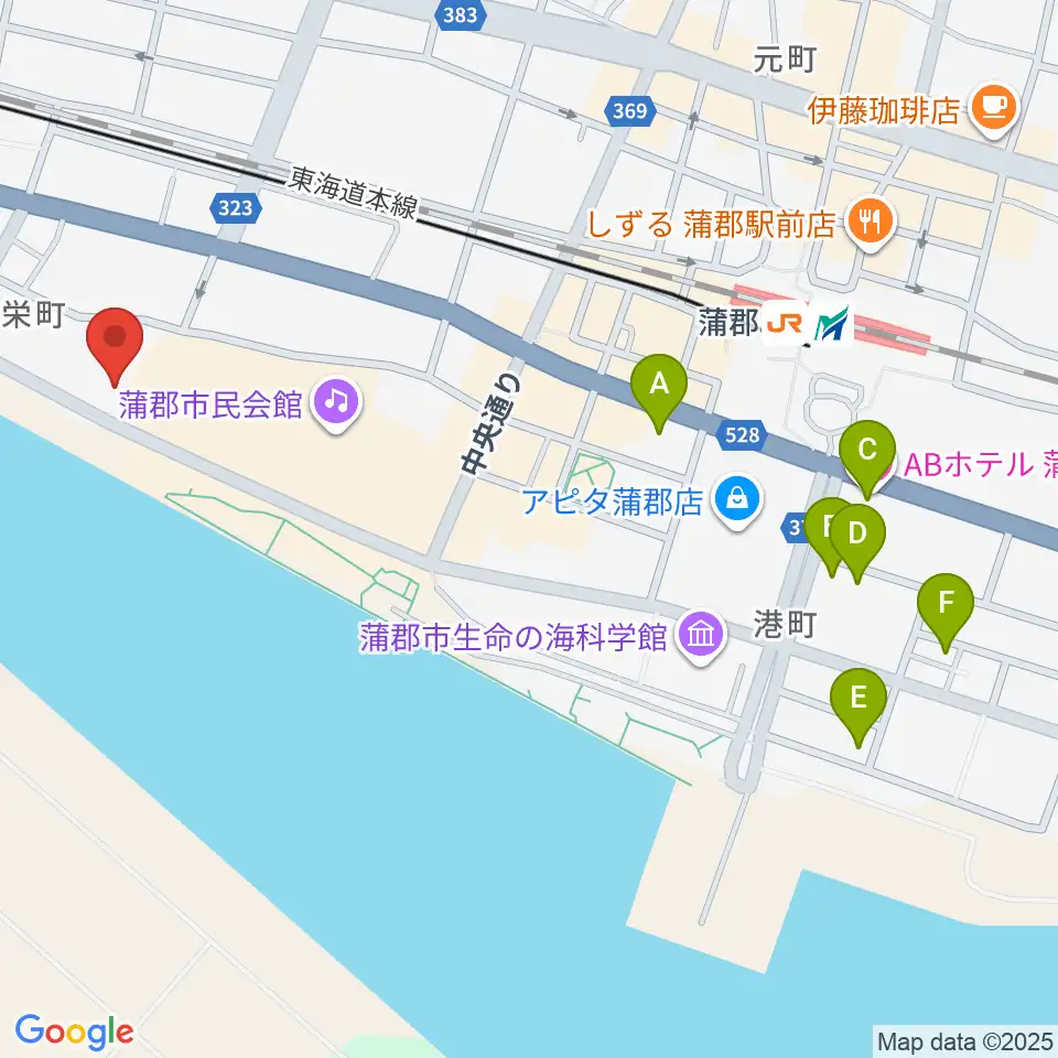 蒲郡市博物館周辺のホテル一覧地図