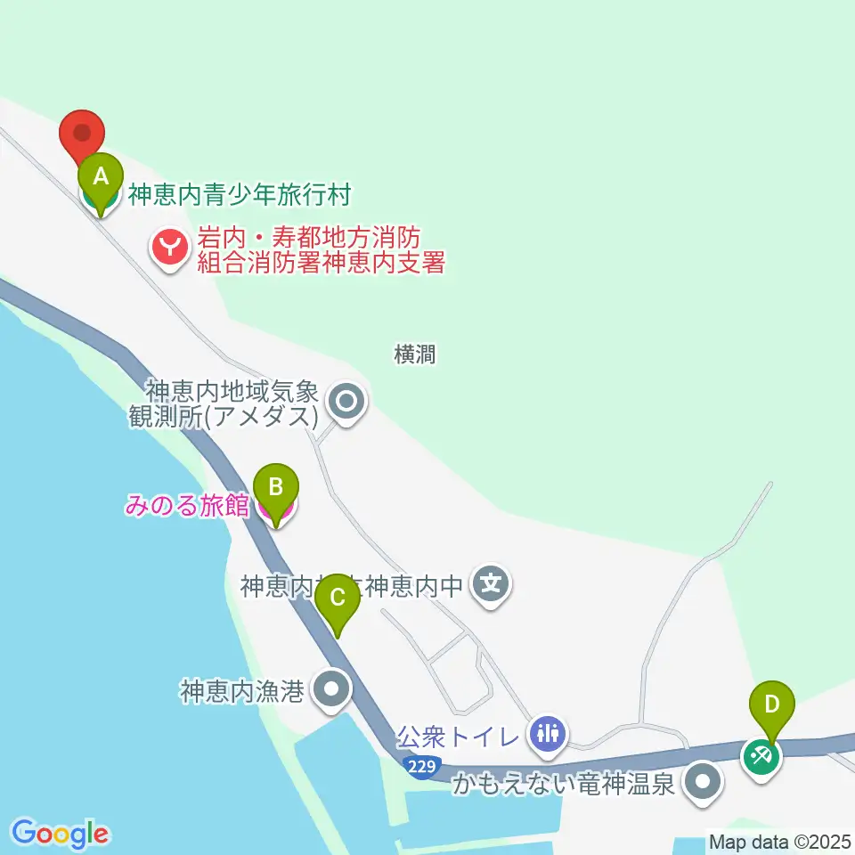 神恵内村郷土資料館周辺のホテル一覧地図