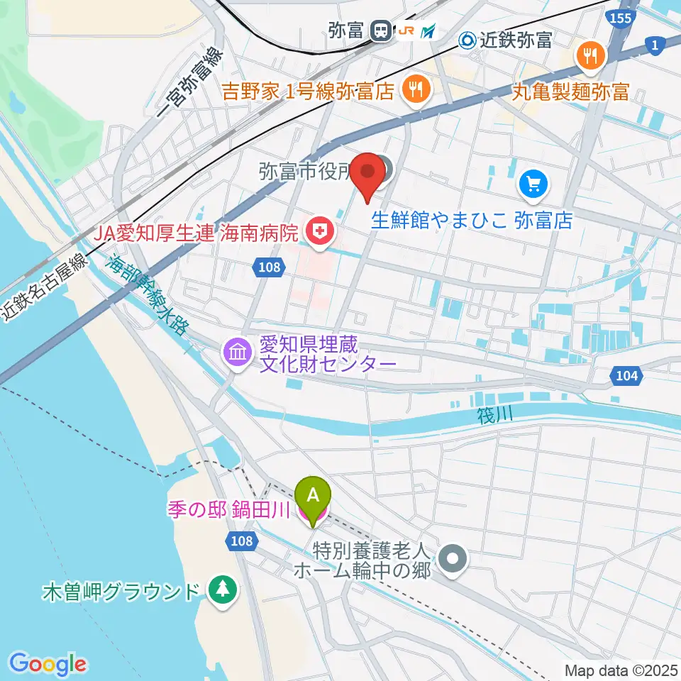 弥富市歴史民俗資料館周辺のホテル一覧地図