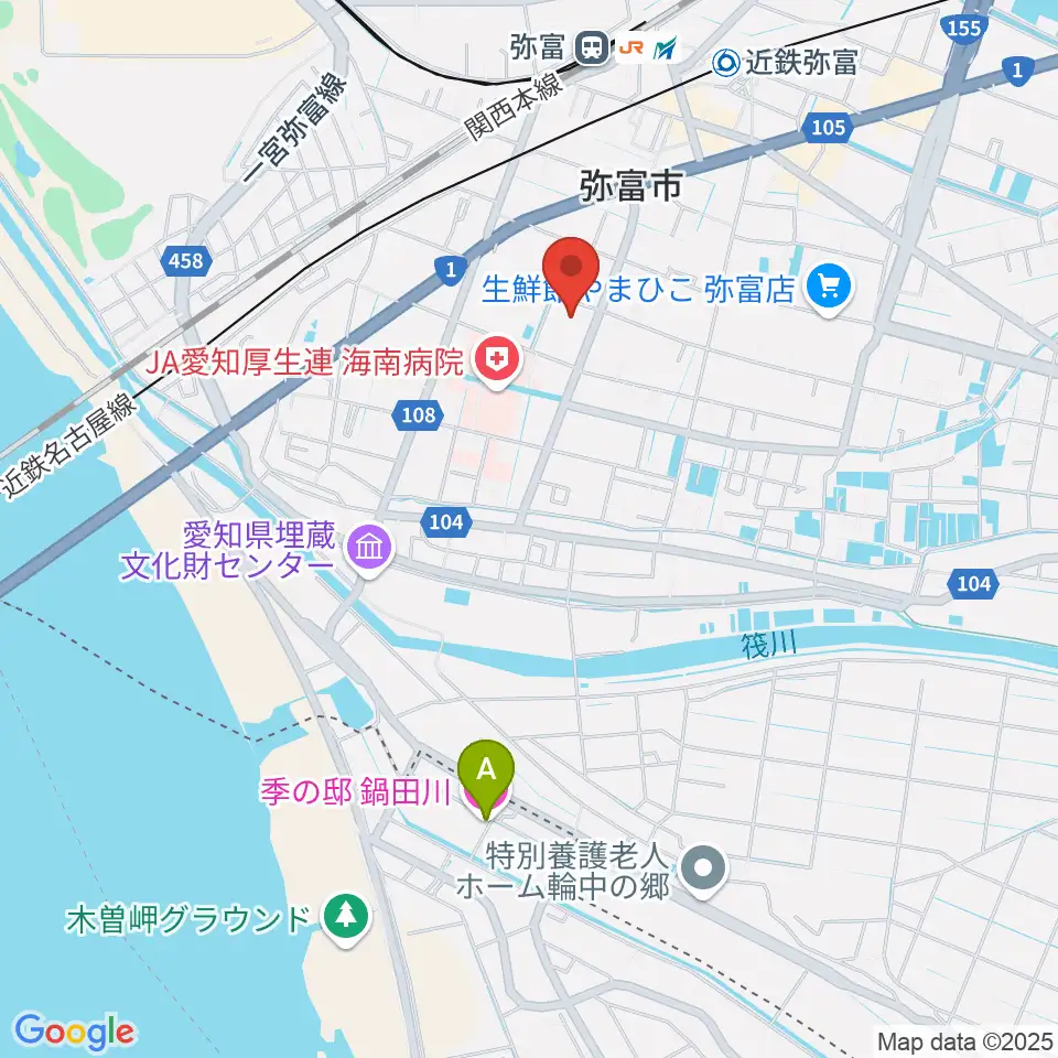 弥富市歴史民俗資料館周辺のホテル一覧地図