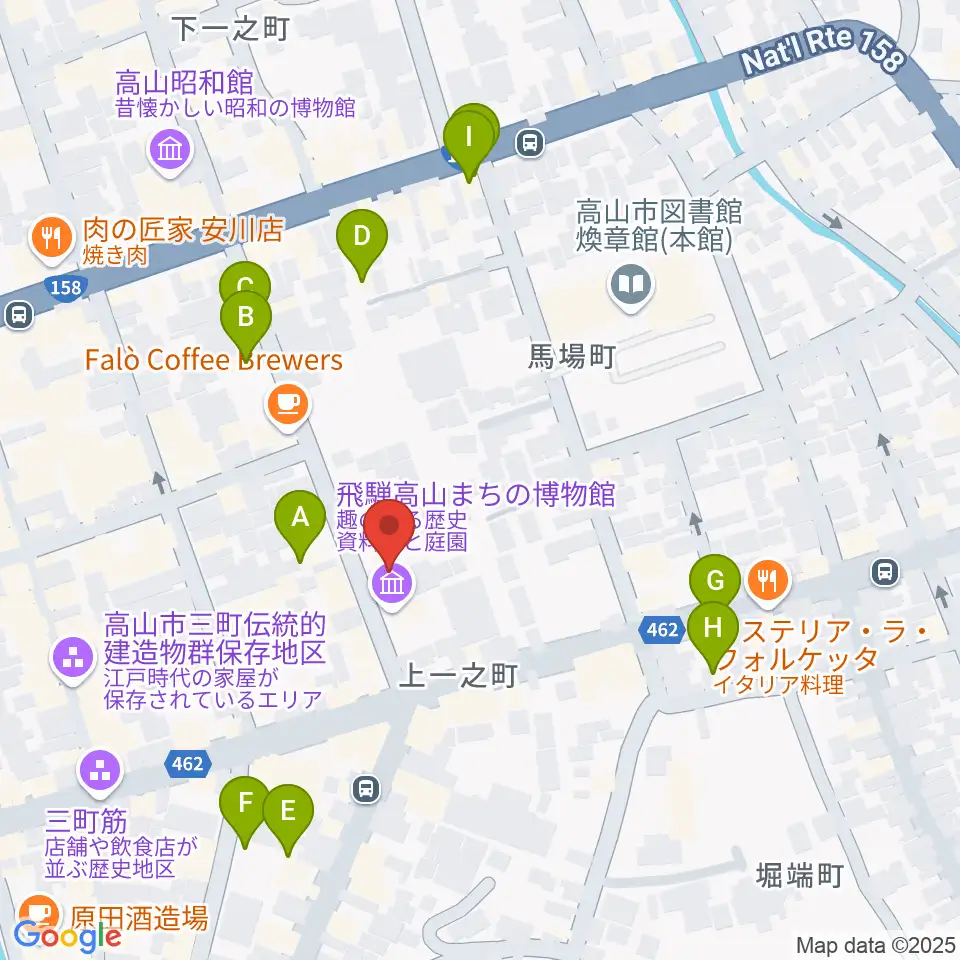 飛騨高山まちの博物館周辺のホテル一覧地図