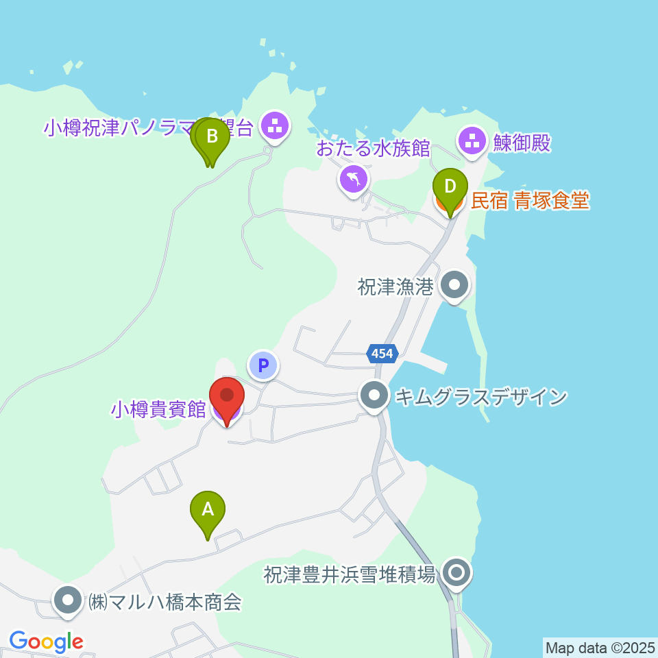 旧青山別邸・小樽貴賓館周辺のホテル一覧地図