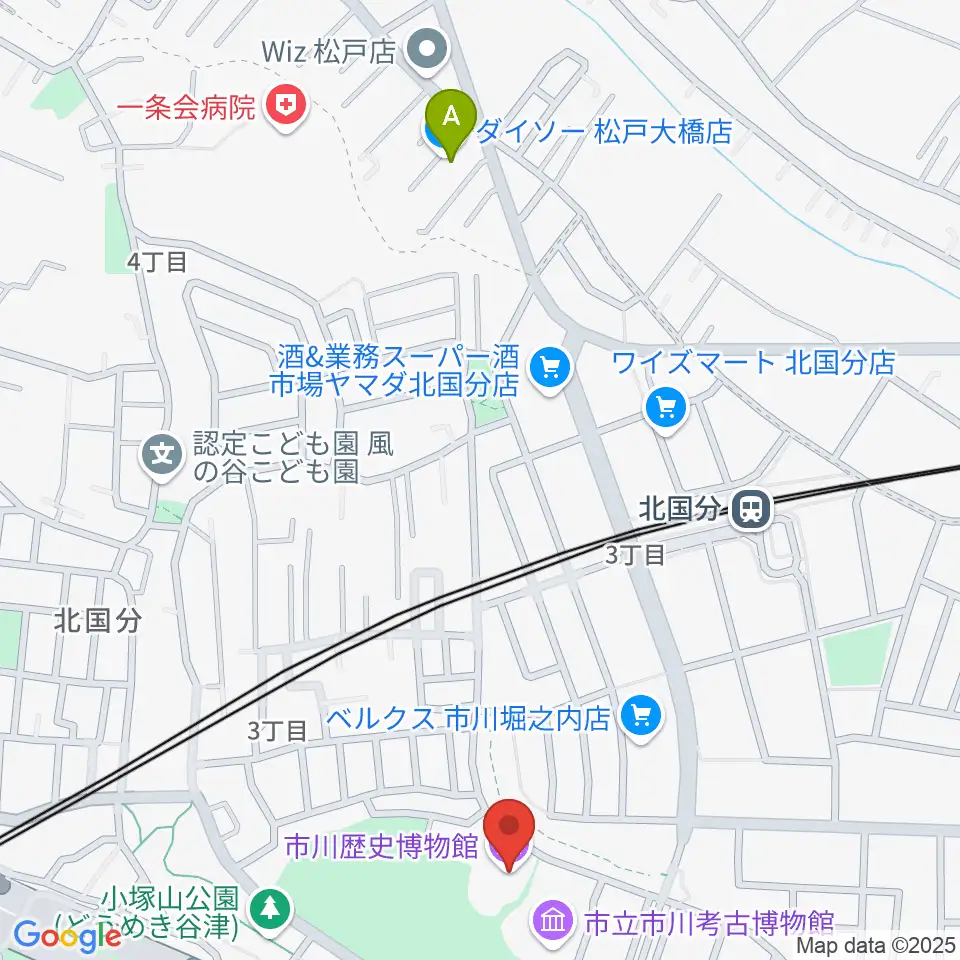 市立市川歴史博物館周辺のホテル一覧地図