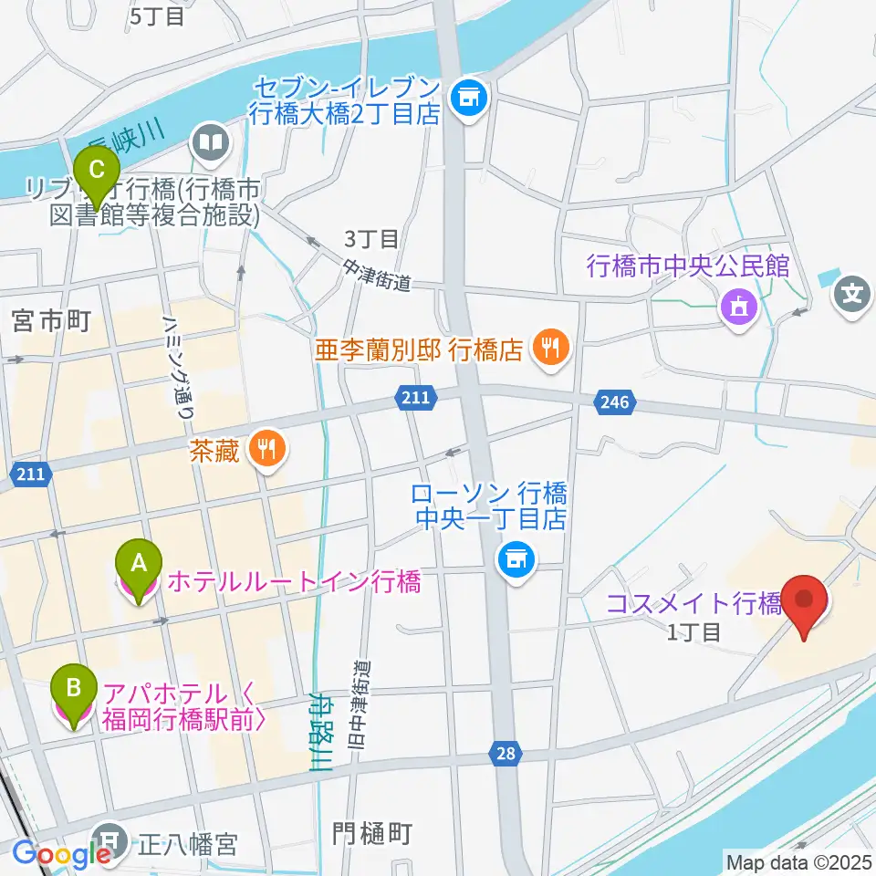 行橋市歴史資料館周辺のホテル一覧地図