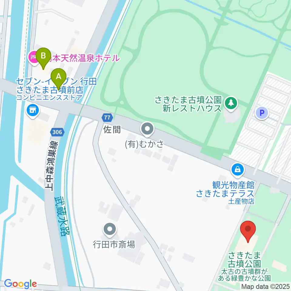 埼玉県立さきたま史跡の博物館周辺のホテル一覧地図