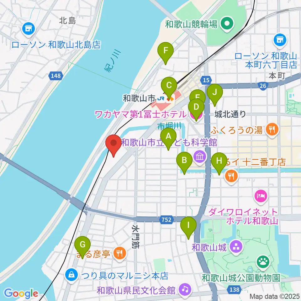 和歌山市立博物館周辺のホテル一覧地図