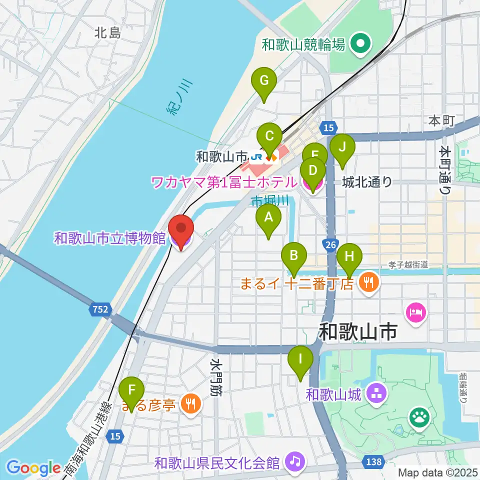 和歌山市立博物館周辺のホテル一覧地図