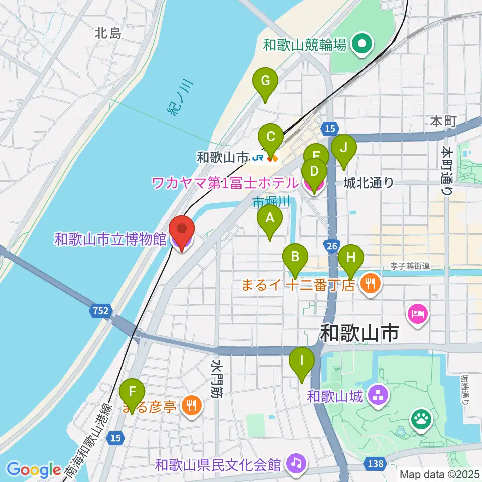 和歌山市立博物館周辺のホテル一覧地図