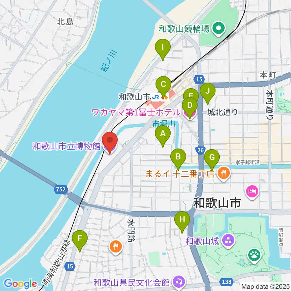 和歌山市立博物館周辺のホテル一覧地図