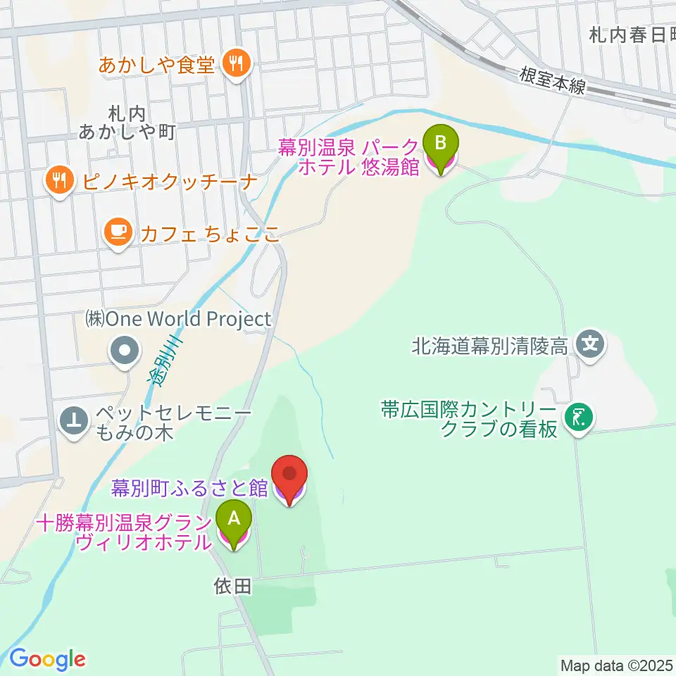 幕別町ふるさと館周辺のホテル一覧地図