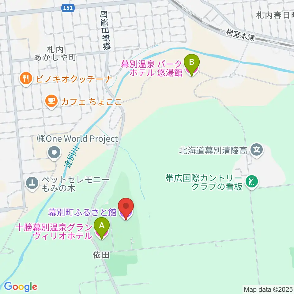 幕別町ふるさと館周辺のホテル一覧地図