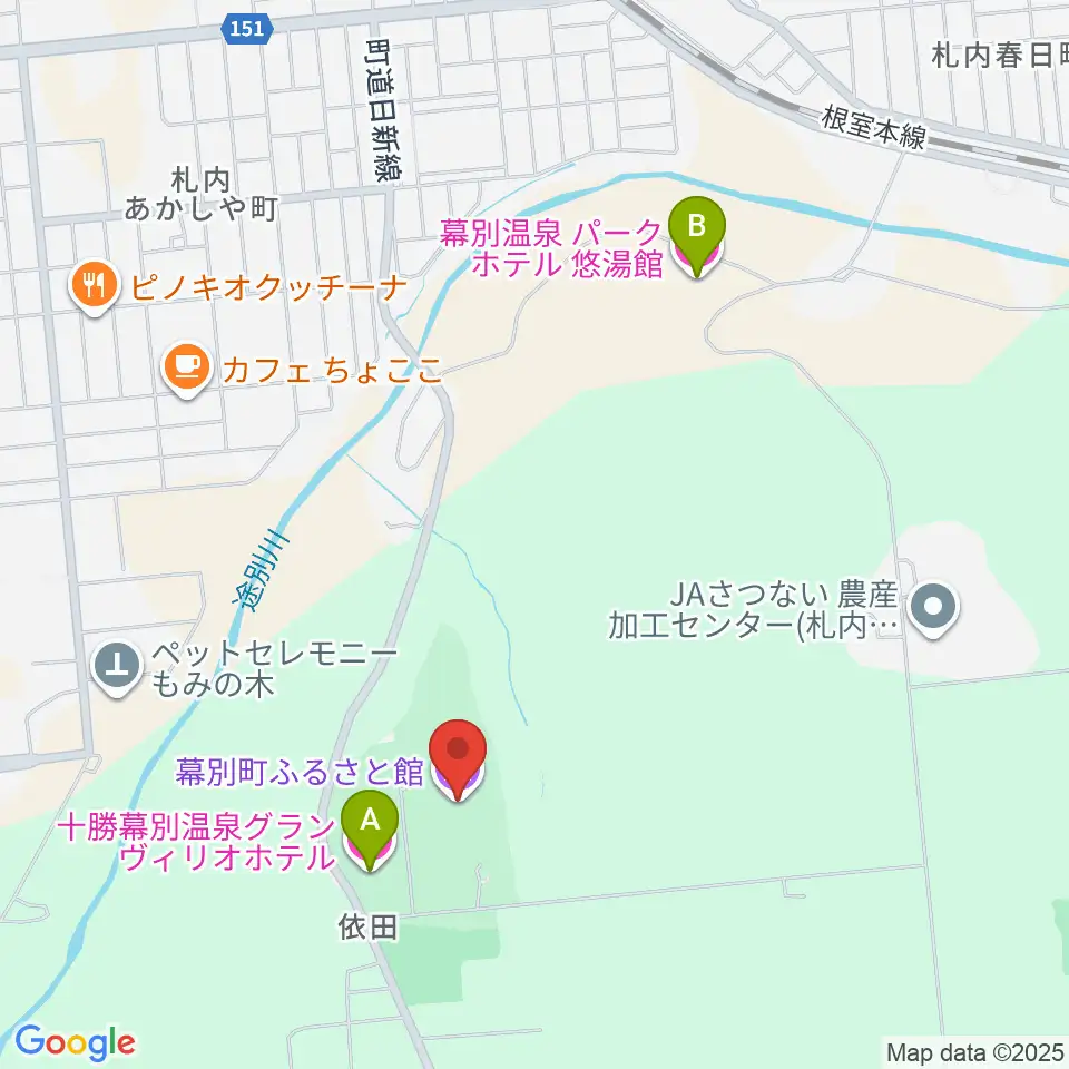 幕別町ふるさと館周辺のホテル一覧地図
