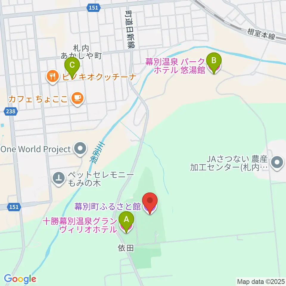 幕別町ふるさと館周辺のホテル一覧地図
