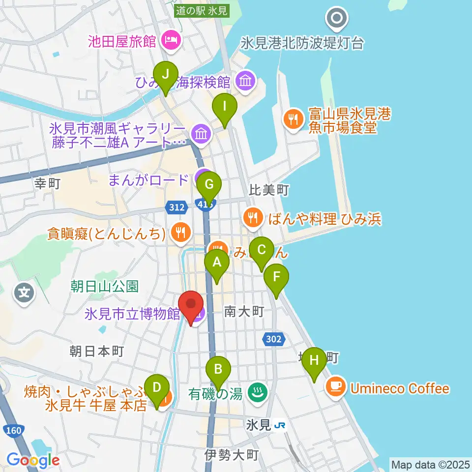 氷見市立博物館周辺のホテル一覧地図