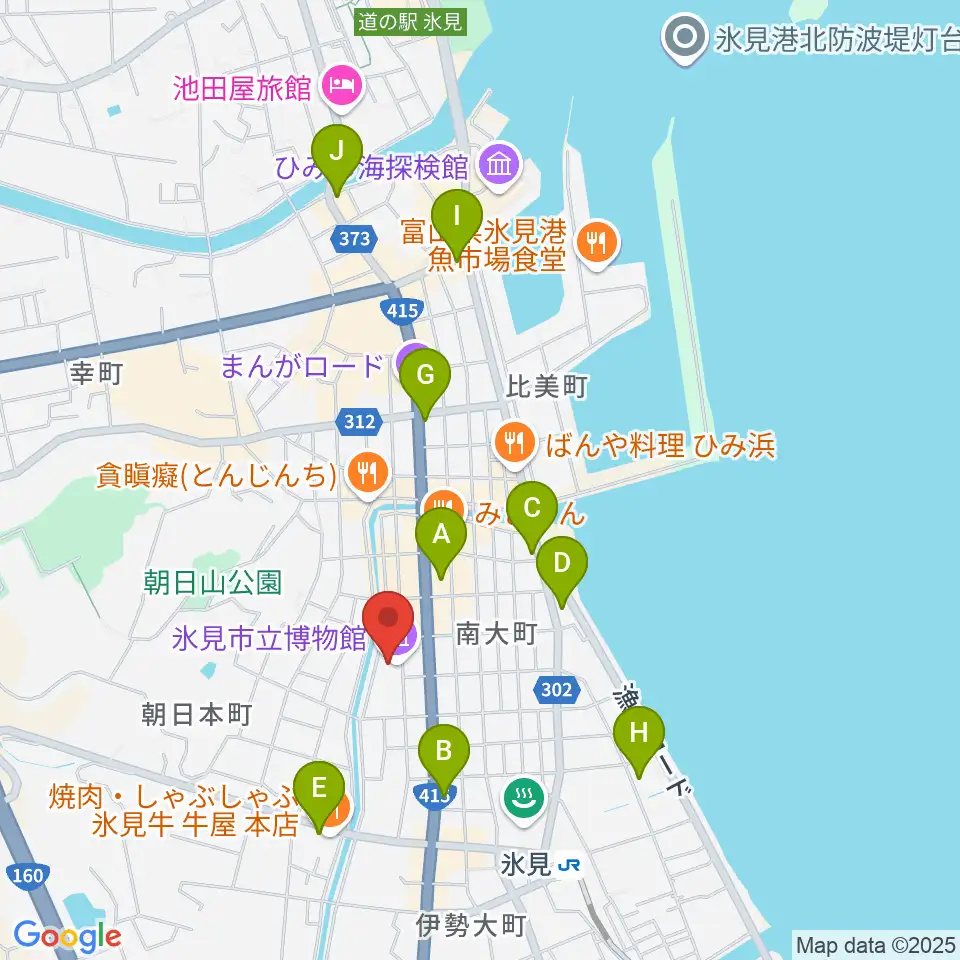 氷見市立博物館周辺のホテル一覧地図