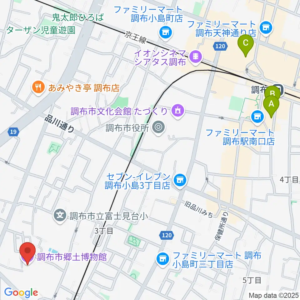 調布市郷土博物館周辺のホテル一覧地図
