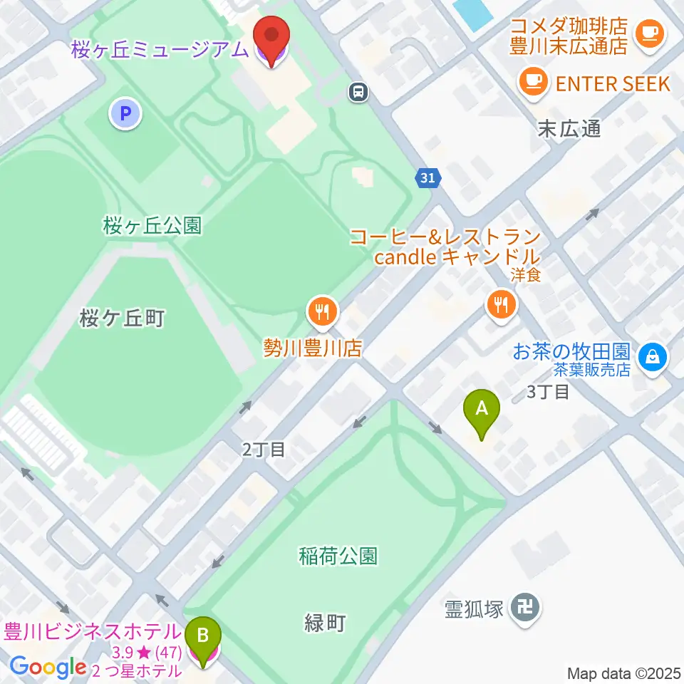 豊川市桜ヶ丘ミュージアム周辺のホテル一覧地図