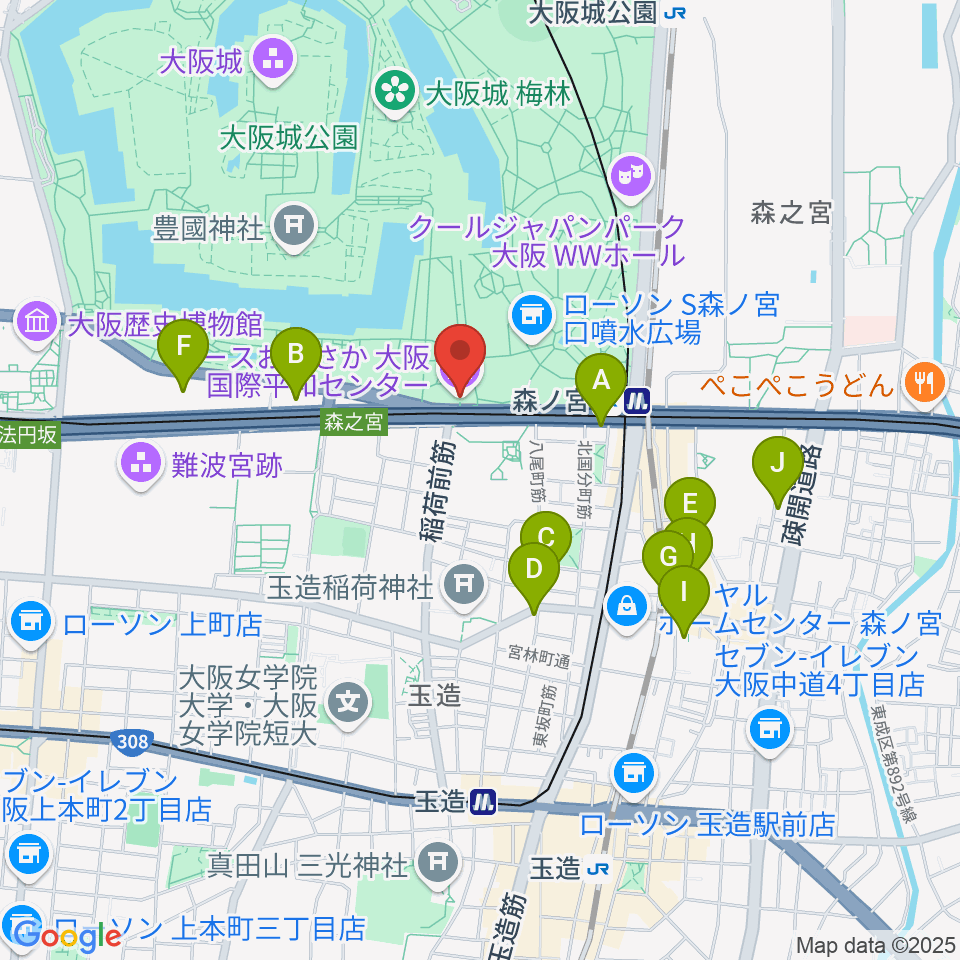 ピースおおさか 大阪国際平和センター周辺のホテル一覧地図