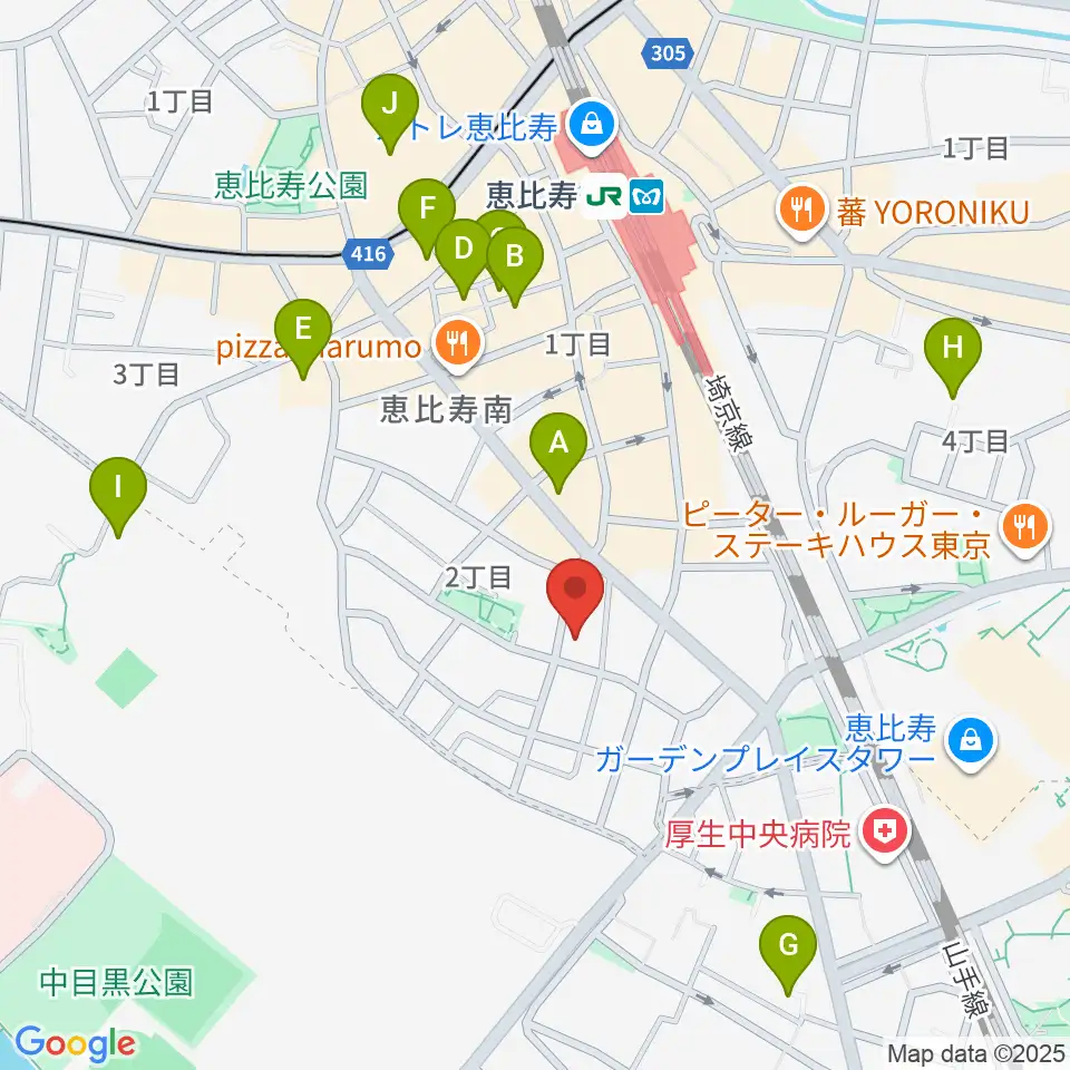バーディハウス ABSスタジオ周辺のホテル一覧地図