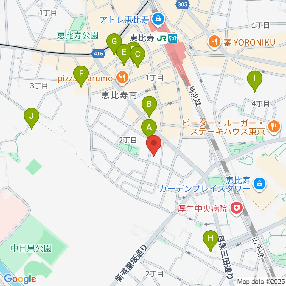バーディハウス ABSスタジオ周辺のホテル一覧地図