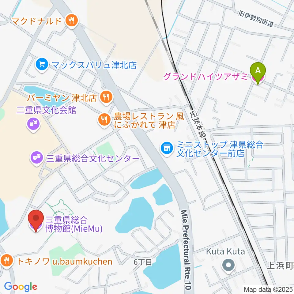 三重県総合博物館 MieMu周辺のホテル一覧地図