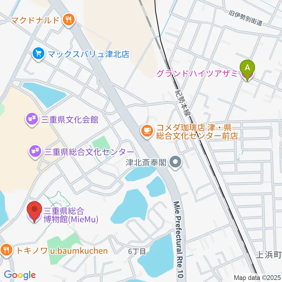 三重県総合博物館 MieMu周辺のホテル一覧地図