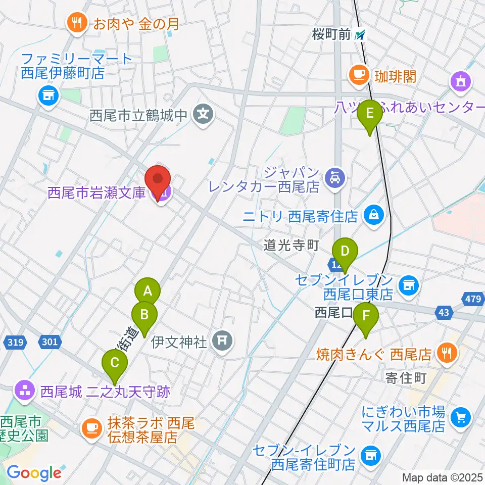 西尾市岩瀬文庫周辺のホテル一覧地図