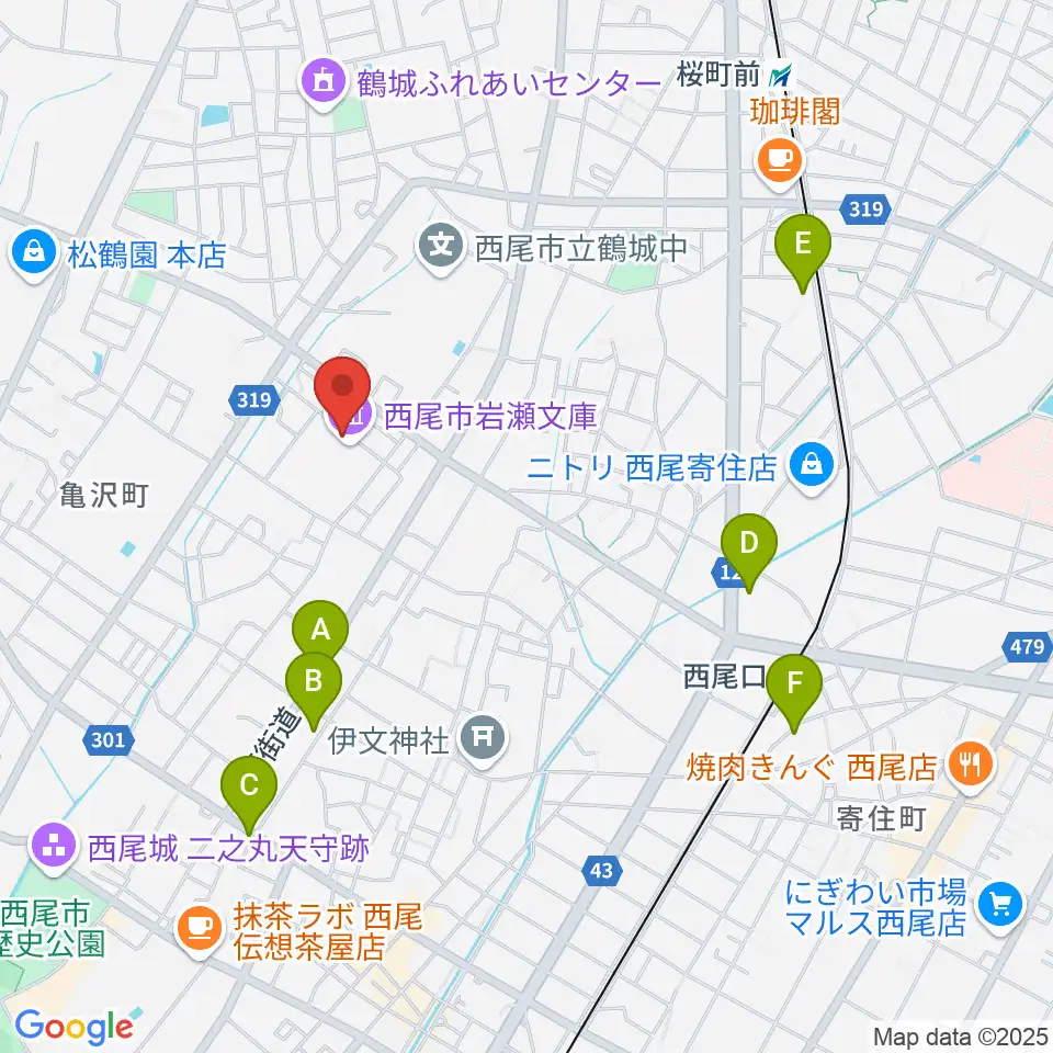 西尾市岩瀬文庫周辺のホテル一覧地図