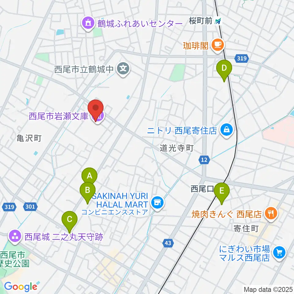 西尾市岩瀬文庫周辺のホテル一覧地図