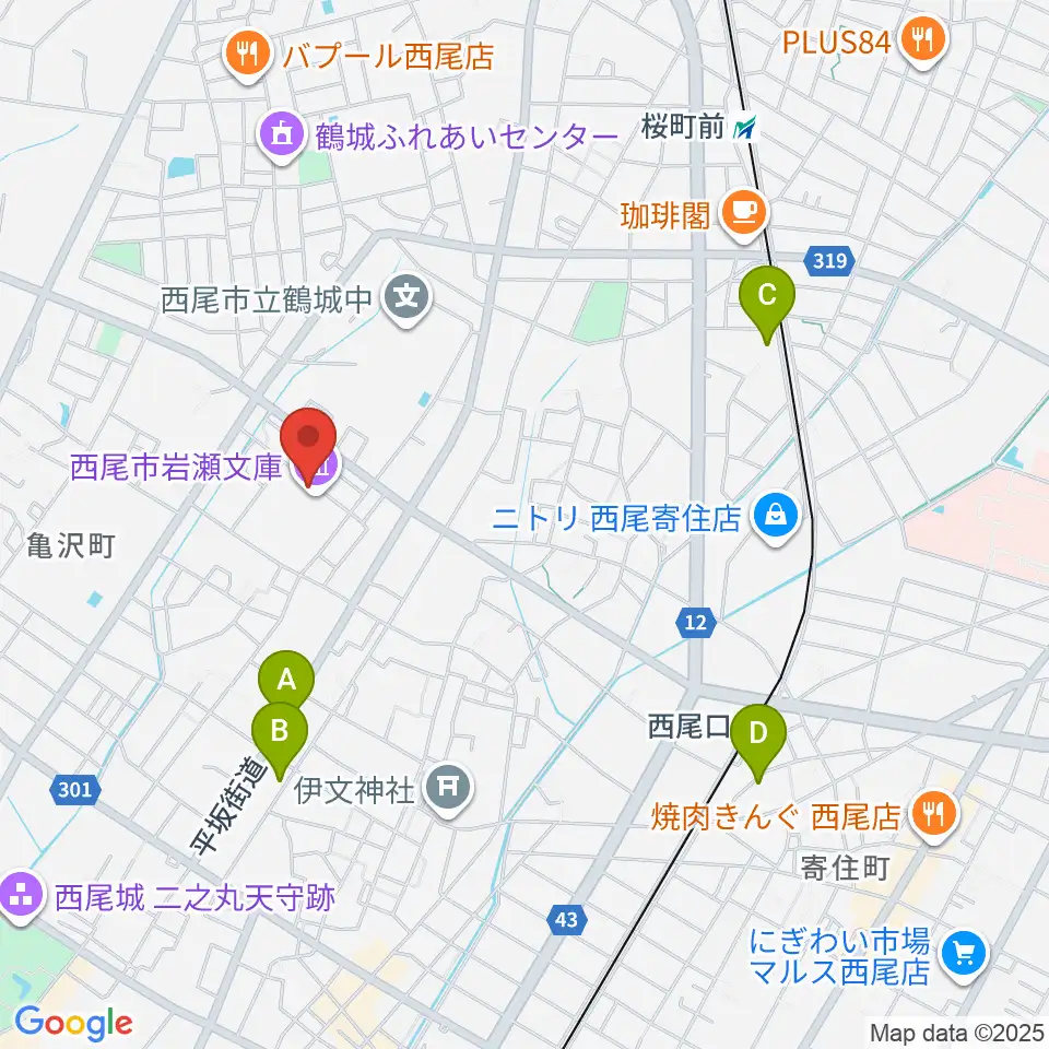 西尾市岩瀬文庫周辺のホテル一覧地図