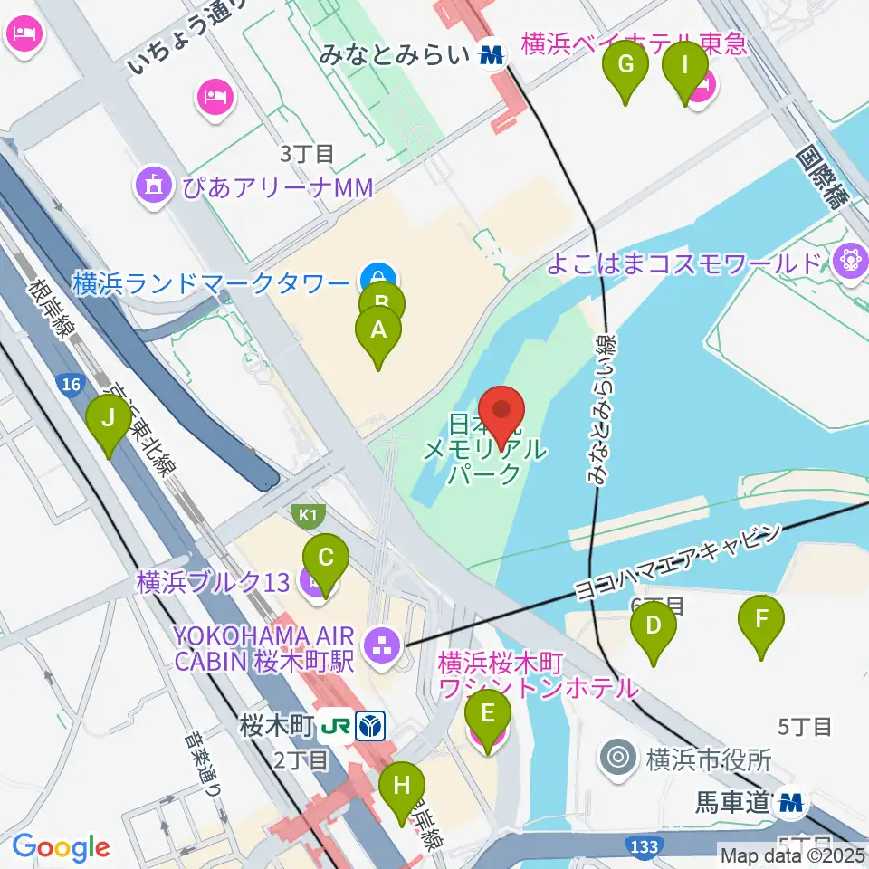 横浜みなと博物館周辺のホテル一覧地図