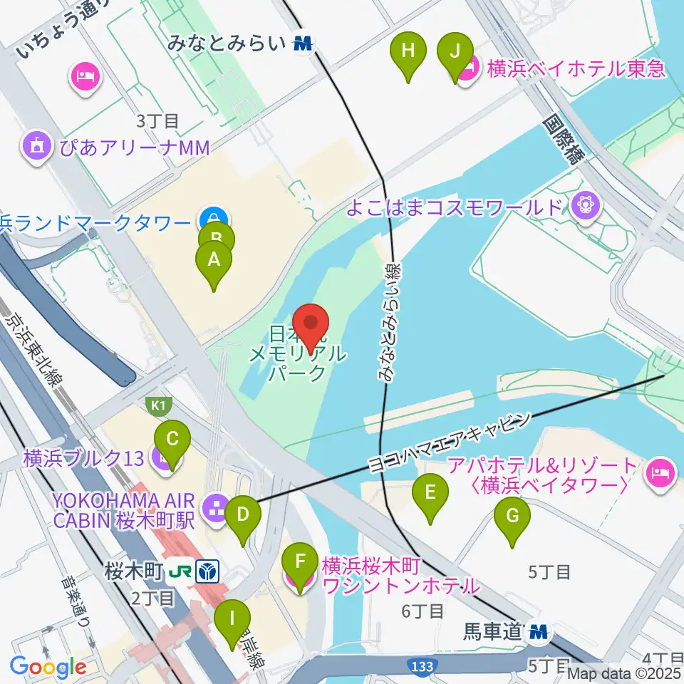 横浜みなと博物館周辺のホテル一覧地図